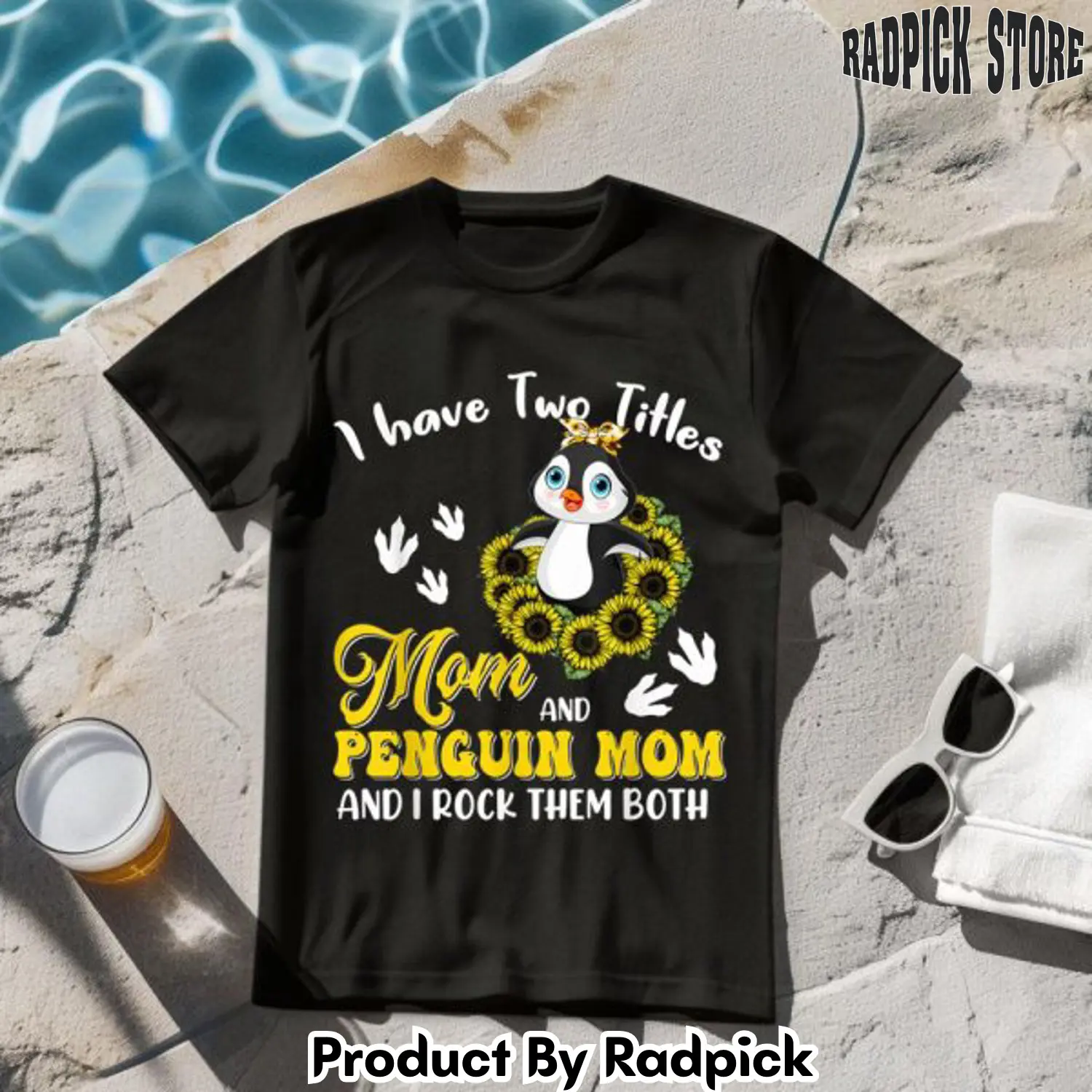 I have two titles mom and penguin sunflowers tshirt rp2616966